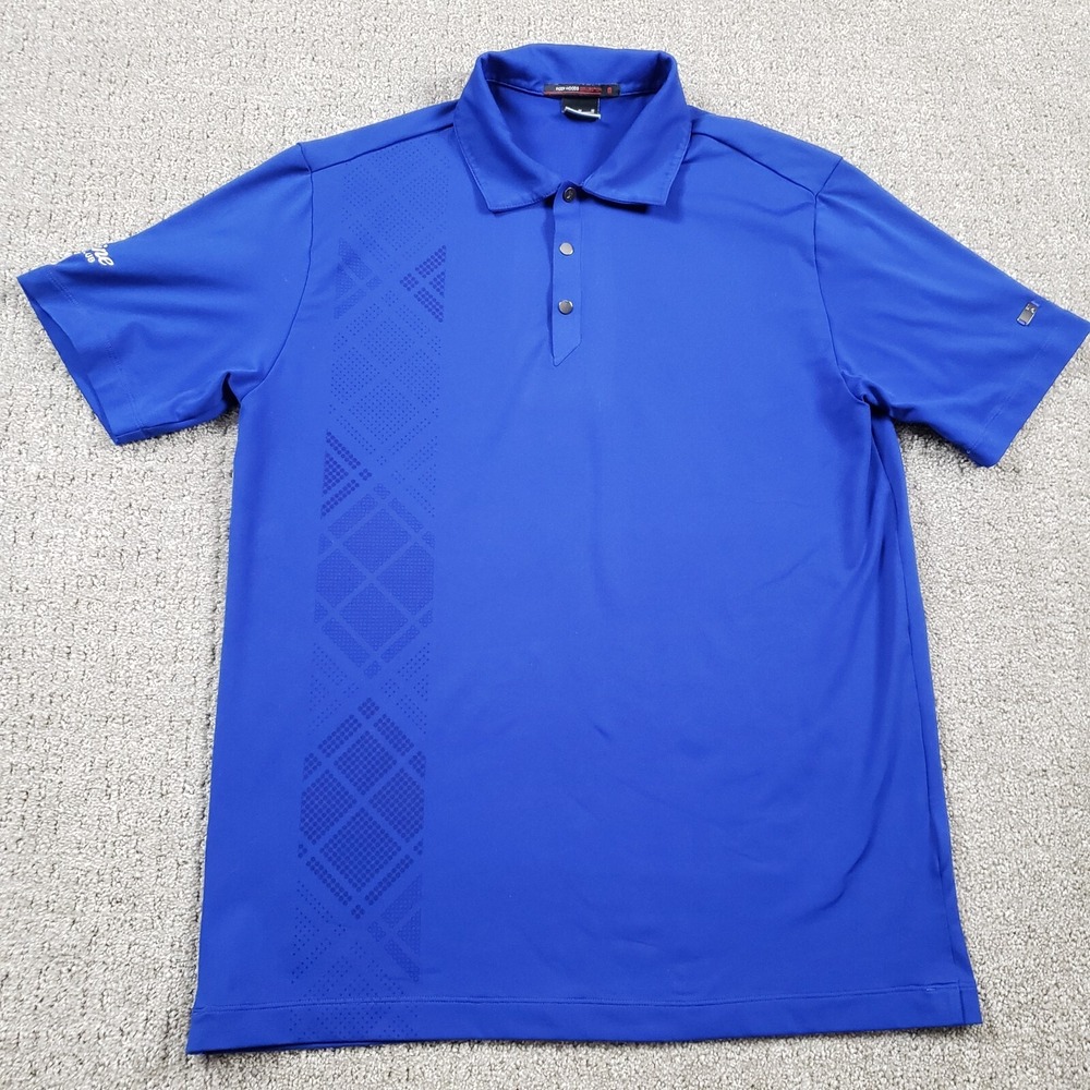 Tiger Woods Nike Golf Polo Shirt Mens M Blue Dri-FIT Argyle Vintage Y2k